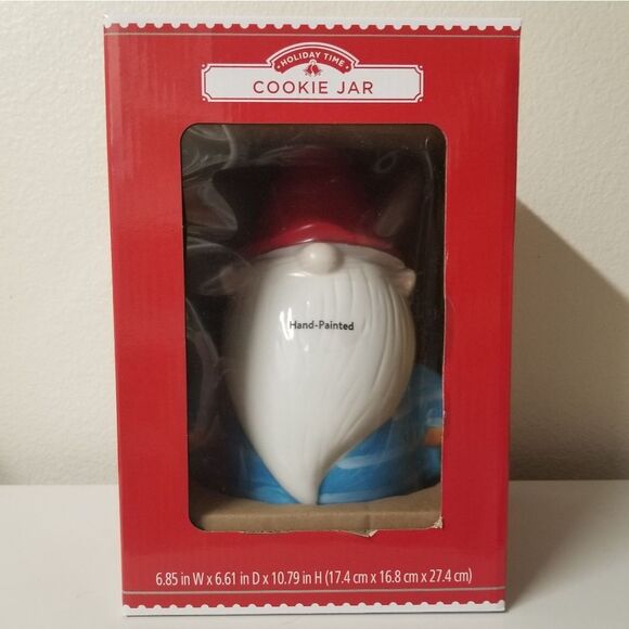 Gnome Cookie Jar Hand Painted Holiday Decor Sealed NIB - Picture 2 of 5